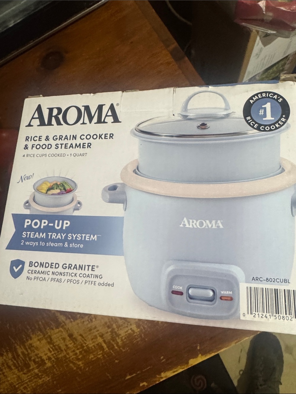 Roma Light Blue Rice & Grain Cooker with Steamer